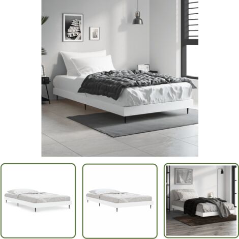 The Living Store Cadre de lit sans matelas blanc 90x200 cm bois d'ingénierie - Cadre De Lit - Lit Double - Lit Blanc - Meuble Chambre - Literie