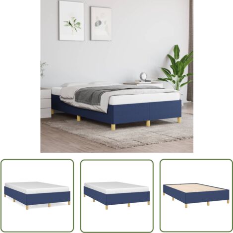 The Living Store Cadre de lit sans matelas bleu 120x200 cm tissu - Cadre De Lit - Lit Double - Literie - Meuble Chambre - Chambre Adulte