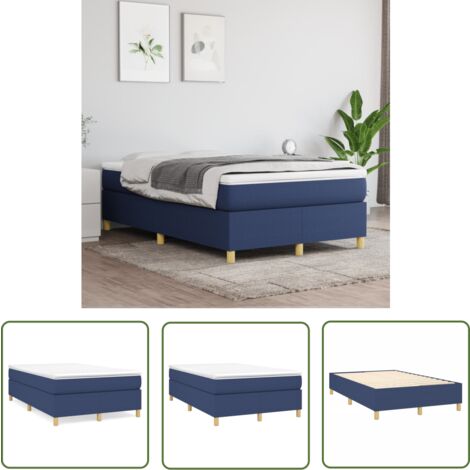 The Living Store Cadre de lit sans matelas bleu 120x200 cm tissu - Cadre De Lit - Lit Simple - Lit Bleu - Literie - Meuble Chambre
