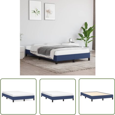 The Living Store Cadre de lit sans matelas bleu 120x200 cm tissu - Cadre De Lit - Lit Simple - Lit Bleu - Literie - Meuble Chambre