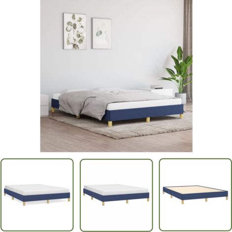 The Living Store Cadre de lit sans matelas bleu 140x190 cm tissu - Cadre De Lit - Lit Double - Literie - Meuble Chambre - Chambre Adulte