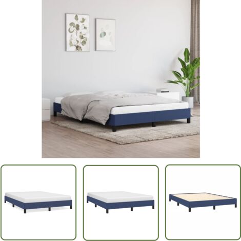 The Living Store Cadre de lit sans matelas bleu 140x190 cm tissu - Cadre De Lit - Lit Simple - Lit Bleu - Literie - Meuble Chambre