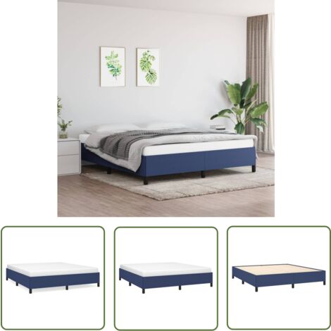 The Living Store Cadre de lit sans matelas bleu 180x200 cm tissu - Cadre De Lit - Lit Double - Literie - Meuble Chambre - Sommier