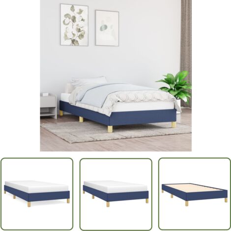 The Living Store Cadre de lit sans matelas bleu 90x200 cm tissu - Cadre De Lit - Lit Simple - Lit Bleu - Literie - Meuble Chambre