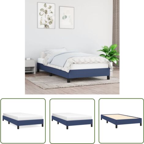 The Living Store Cadre de lit sans matelas bleu 90x200 cm tissu - Cadre De Lit - Lit Simple - Lit Bleu - Literie - Meuble Chambre