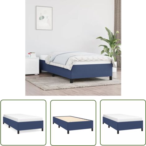 The Living Store Cadre de lit sans matelas bleu 90x200 cm tissu - Cadre De Lit - Lit Simple - Lit Bleu - Literie - Meubles Chambre
