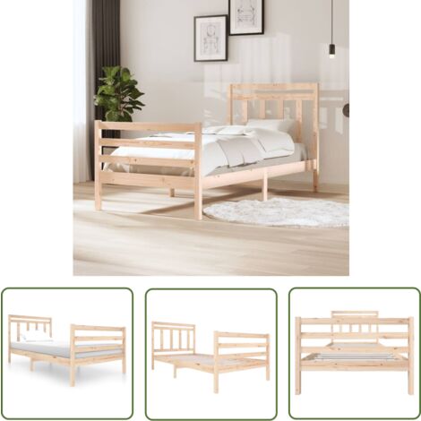 The Living Store Cadre de lit sans matelas bois massif 100x200 cm - Cadre De Lit - Lit Double - Lit Bois Massif - Lit Design - Meuble Chambre