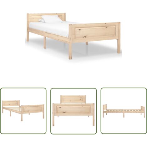 The Living Store Cadre de lit sans matelas bois massif de pin 100x200 cm - Cadre De Lit - Lit Double - Lit En Bois - Lit Design - Meuble Chambre