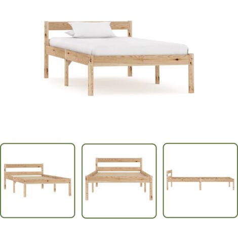 The Living Store Cadre de lit sans matelas bois massif de pin 100x200 cm - Cadre De Lit - Lit Double - Lit En Bois - Meuble Chambre - Décoration Chambre