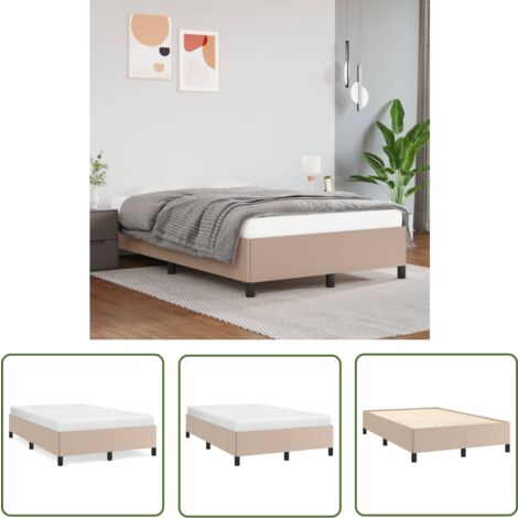 The Living Store Cadre de lit sans matelas cappuccino 120x200 cm similicuir - Cadre De Lit - Lit Double - Similicuir - Lit Capitonné - Meuble Chambre