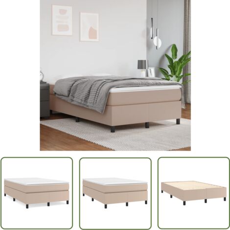 The Living Store Cadre de lit sans matelas cappuccino 120x200 cm similicuir - Cadre De Lit - Lit Double - Similicuir - Lit Capitonné - Meuble Chambre À Coucher