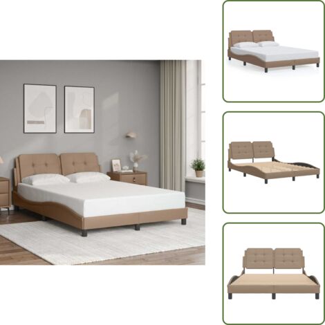 The Living Store Cadre de lit sans matelas cappuccino 120x200 cm similicuir - Lit Capitonné - Chambre À Coucher - Design Moderne - Cadre Lit - Literie