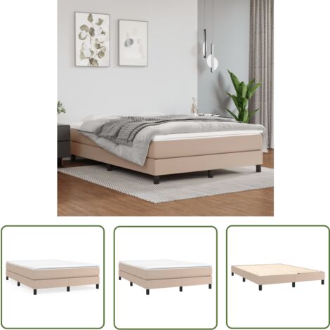 The Living Store Cadre de lit sans matelas cappuccino 140x200 cm similicuir - Cadre De Lit - Lit Double - Similicuir - Lit Capitonné - Meubles De Chambre