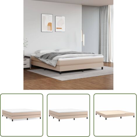 The Living Store Cadre de lit sans matelas cappuccino 160x200 cm similicuir - Cadre De Lit - Lit Double - Similicuir - Lit Capitonné - Meubles De Chambre