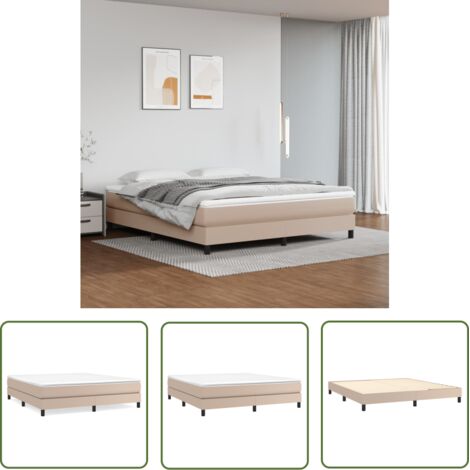 The Living Store Cadre de lit sans matelas cappuccino 180x200 cm similicuir - Cadre De Lit - Lit Double - Similicuir - Lit Capitonné - Meubles De Chambre