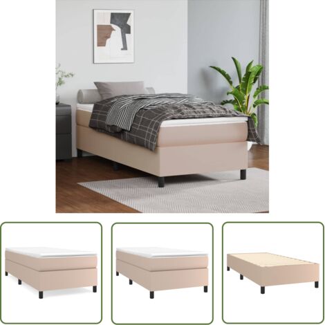 The Living Store Cadre de lit sans matelas cappuccino 90x200 cm similicuir - Cadre De Lit - Lit Double - Similicuir - Lit Capitonné - Meuble Chambre À Coucher