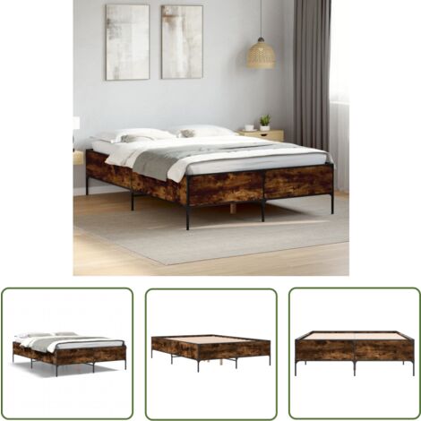The Living Store Cadre de lit sans matelas chêne fumé 120x200 cm - Cadre De Lit - Lit Double - Lit En Bois - Lit Design - Literie