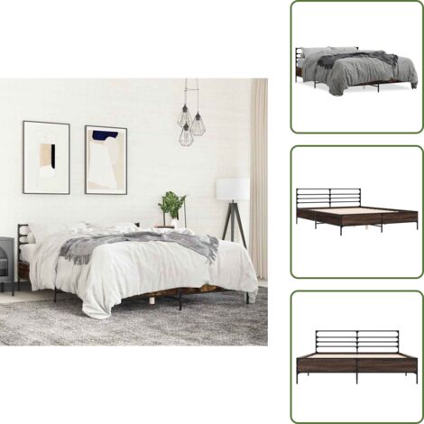 The Living Store Cadre de lit sans matelas chêne fumé 150x200 cm - Cadre De Lit - Lit Double - Lit En Bois - Lit Design - Literie