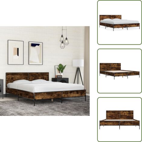 The Living Store Cadre de lit sans matelas chêne fumé 150x200 cm - Cadre De Lit - Lit Double - Lit En Bois - Lit Design - Literie