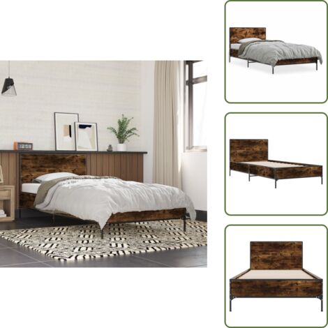The Living Store Cadre de lit sans matelas chêne fumé 75x190 cm - Cadre De Lit - Lit Double - Lit Moderne - Lit Design - Lit En Bois