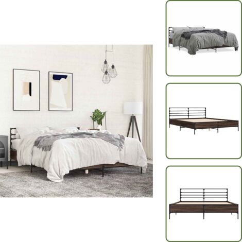 The Living Store Cadre de lit sans matelas chêne marron 150x200 cm - Cadre De Lit - Lit Double - Lit En Bois - Lit Design - Literie