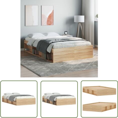 The Living Store Cadre de lit sans matelas chêne sonoma 120x200 cm - Cadre De Lit - Lit Double - Lit Design - Lit Moderne - Lit Chêne Sonoma