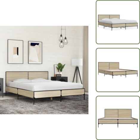 The Living Store Cadre de lit sans matelas chêne sonoma 150x200 cm - Cadre De Lit - Lit Double - Lit En Bois - Lit Design - Literie