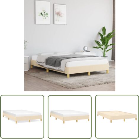 The Living Store Cadre de lit sans matelas crème 120x200 cm tissu - Cadre De Lit - Lit Double - Literie - Meuble Chambre - Chambre Adulte