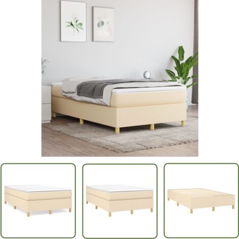 The Living Store Cadre de lit sans matelas crème 120x200 cm tissu - Cadre De Lit - Lit Simple - Lit Crème - Lit Tissu - Literie