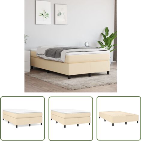 The Living Store Cadre de lit sans matelas crème 120x200 cm tissu - Cadre De Lit - Lit Simple - Lit Créme - Literie - Meuble Chambre