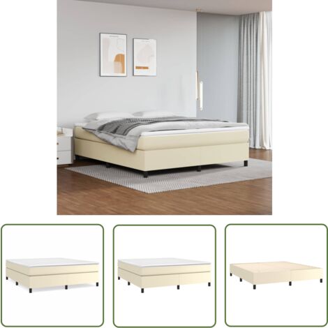 The Living Store Cadre de lit sans matelas crème 180x200 cm similicuir - Cadre De Lit - Lit Double - Similicuir - Literie - Meuble Chambre