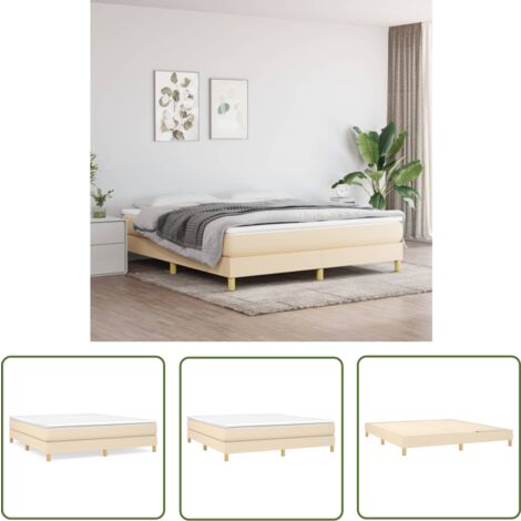 The Living Store Cadre de lit sans matelas crème 180x200 cm tissu - Cadre De Lit - Lit Double - Literie - Meuble Chambre - Chambre Adulte
