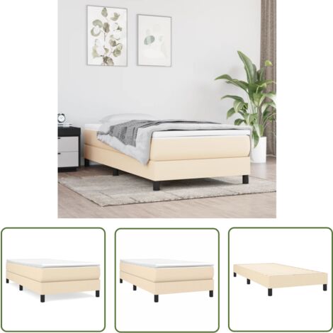 The Living Store Cadre de lit sans matelas crème 90x200 cm tissu - Cadre De Lit - Lit Simple - Lit Crème - Lit Tissu - Meubles Chambre À Coucher