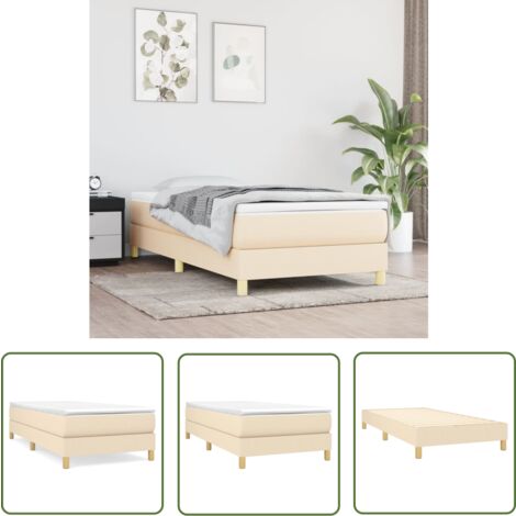 The Living Store Cadre de lit sans matelas crème 90x200 cm tissu - Cadre De Lit - Lit Simple - Lit Créme - Literie - Meuble Chambre