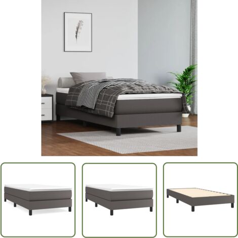 The Living Store Cadre de lit sans matelas gris 100x200 cm similicuir - Cadre De Lit - Lit Double - Similicuir - Lit Moderne - Literie
