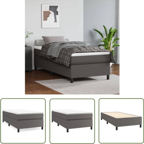 The Living Store Cadre de lit sans matelas gris 100x200 cm similicuir - Cadre De Lit - Lit Double - Similicuir - Lit Moderne - Meuble Chambre