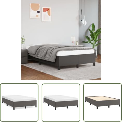 The Living Store Cadre de lit sans matelas gris 120x200 cm similicuir - Cadre De Lit - Lit Double - Lit Gris - Similicuir - Meuble Chambre
