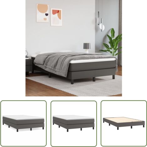 The Living Store Cadre de lit sans matelas gris 120x200 cm similicuir - Cadre De Lit - Lit Double - Lit Gris - Similicuir - Meuble Chambre