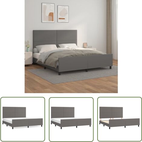 The Living Store Cadre de lit sans matelas gris 160x200 cm similicuir - Cadre De Lit - Lit Double - Lit Avec Têted'appui - Literie - Meubles De Chambre