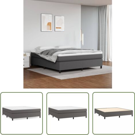 The Living Store Cadre de lit sans matelas gris 180x200 cm similicuir - Cadre De Lit - Lit Double - Similicuir - Lit Moderne - Literie