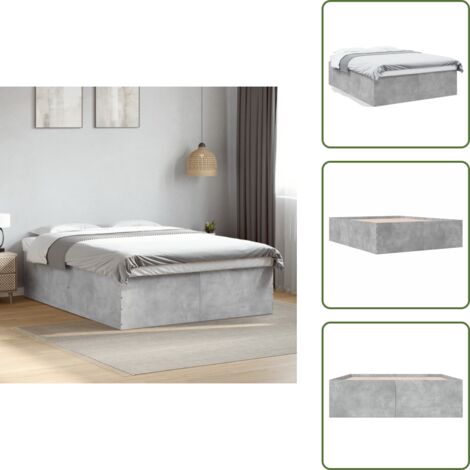 The Living Store Cadre de lit sans matelas gris béton 150x200 cm - Cadre De Lit - Lit Double - Lit En Bois - Meuble Chambre - Literie