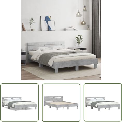 The Living Store Cadre de lit sans matelas gris béton 150x200 cm - Cadre De Lit - Lit Double - Lit Gris - Lit Design - Literie
