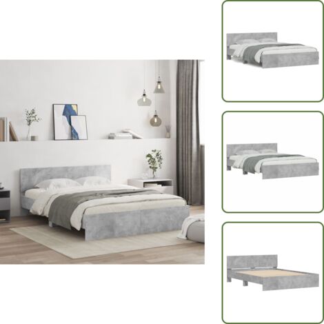The Living Store Cadre de lit sans matelas gris béton 150x200 cm - Cadre De Lit - Lit Double - Lit Gris - Lit Design - Meuble Chambre