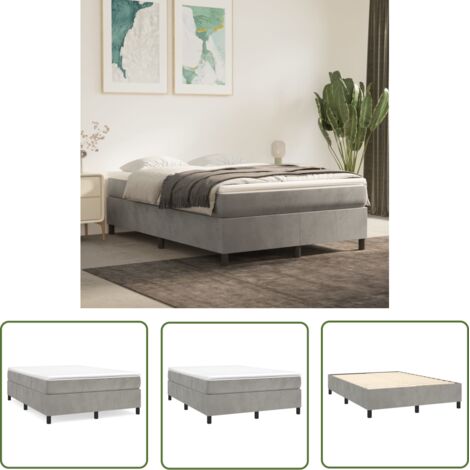 The Living Store Cadre de lit sans matelas gris clair 140x200 cm velours - Cadre De Lit - Lit Double - Lit Velours - Lit Design - Literie
