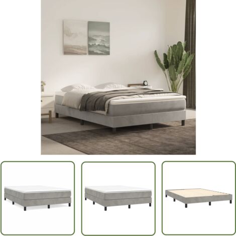The Living Store Cadre de lit sans matelas gris clair 140x200 cm velours - Cadre De Lit - Lit Double - Lit Velours - Lit Design - Literie