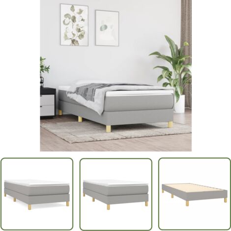 The Living Store Cadre de lit sans matelas gris clair 90x190 cm tissu - Cadre De Lit - Lit Simple - Lit Gris - Lit Tissu - Meuble Chambre À Coucher