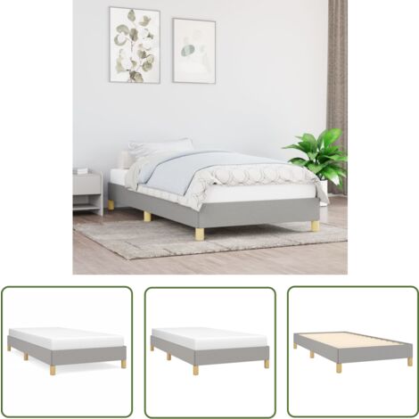 The Living Store Cadre de lit sans matelas gris clair 90x200 cm tissu - Cadre De Lit - Lit Simple - Lit Gris - Lit Tissu - Meuble Chambre À Coucher