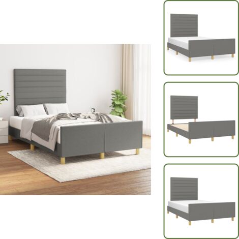 The Living Store Cadre de lit sans matelas gris foncé 120x190 cm tissu - Lit Double - Cadre De Lit - Tête De Lit - Literie - Meubles De Chambre