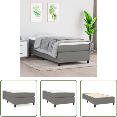 The Living Store Cadre de lit sans matelas gris foncé 90x190 cm tissu - Cadre De Lit - Lit Simple - Lit Sans Matelas - Lit Gris - Lit Tissu