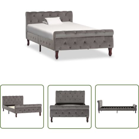 The Living Store Cadre de lit sans matelas gris velours 100x200 cm - Cadre De Lit - Lit Double - Lit Avec Rangement - Literie - Meubles Pour Chambre